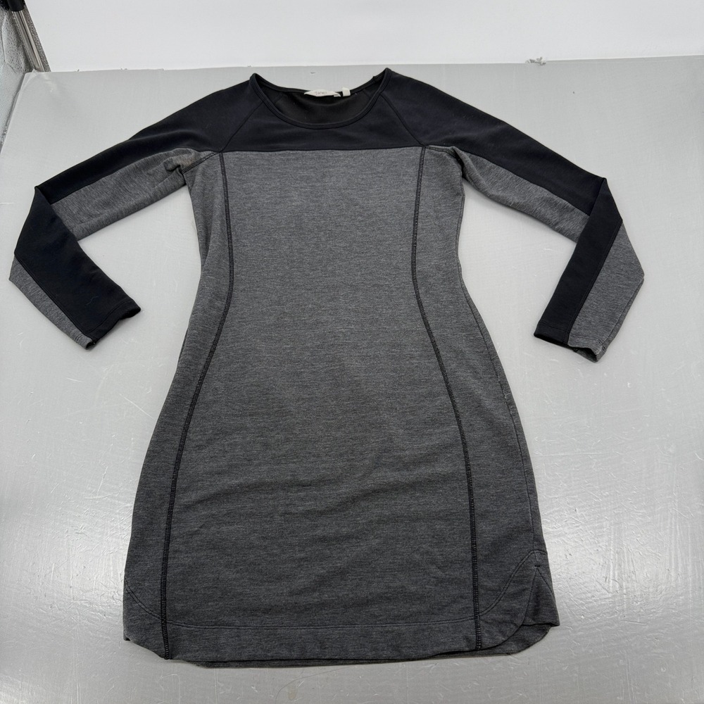 Athleta Womens Gray Black Colorblock Raglan Long Sleeve Mini Dress 438811 Size S